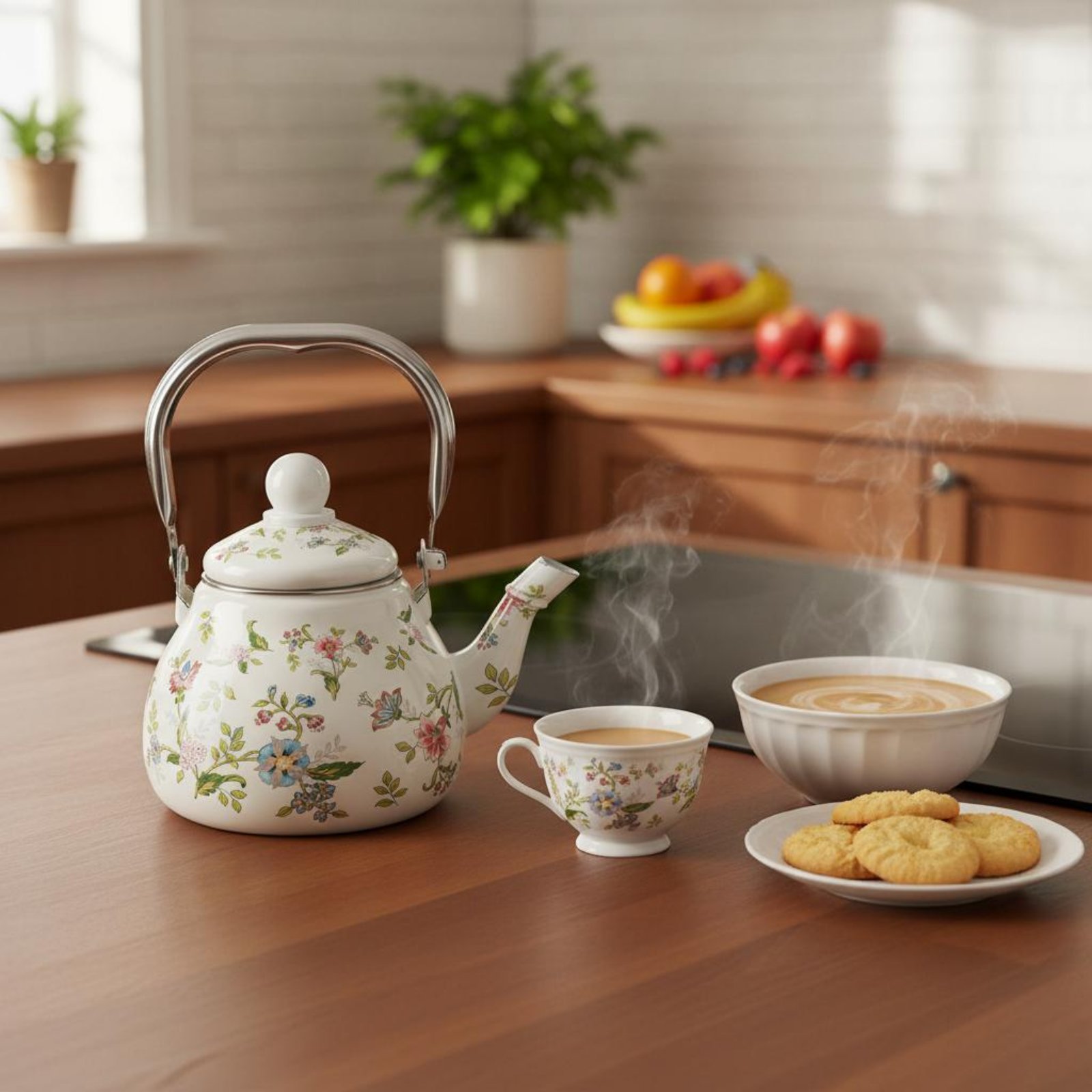 Cast Iron Teapot - Enamel Tea Kettle Induction Cooker Safe