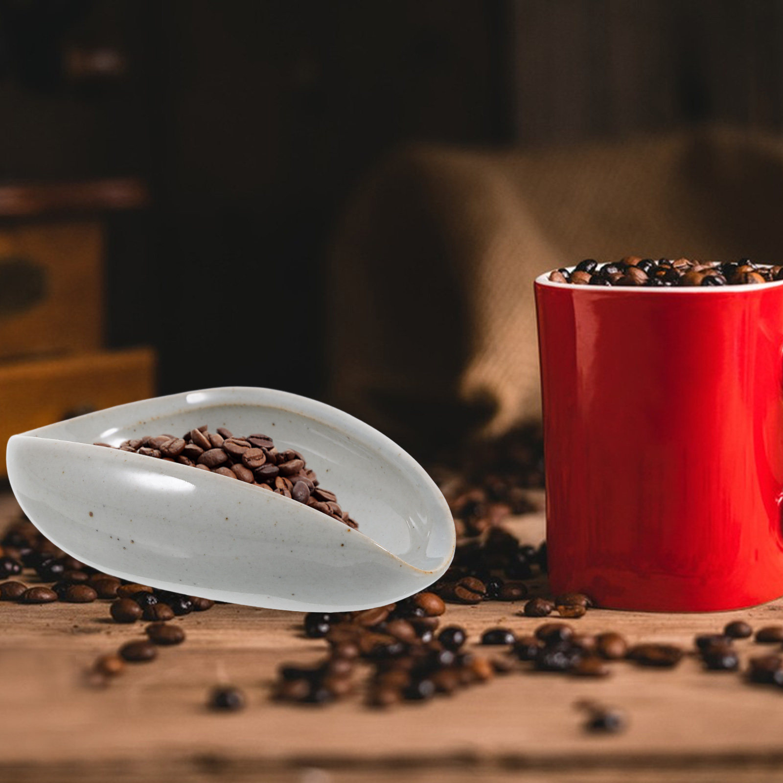 Coffee Tea And Bean Leaf - Ceramic Coffee Bean Tray Household Dosing