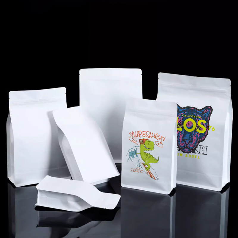 Coffee Tea Logo - Craft Paper Eight Side Zipper Bag,