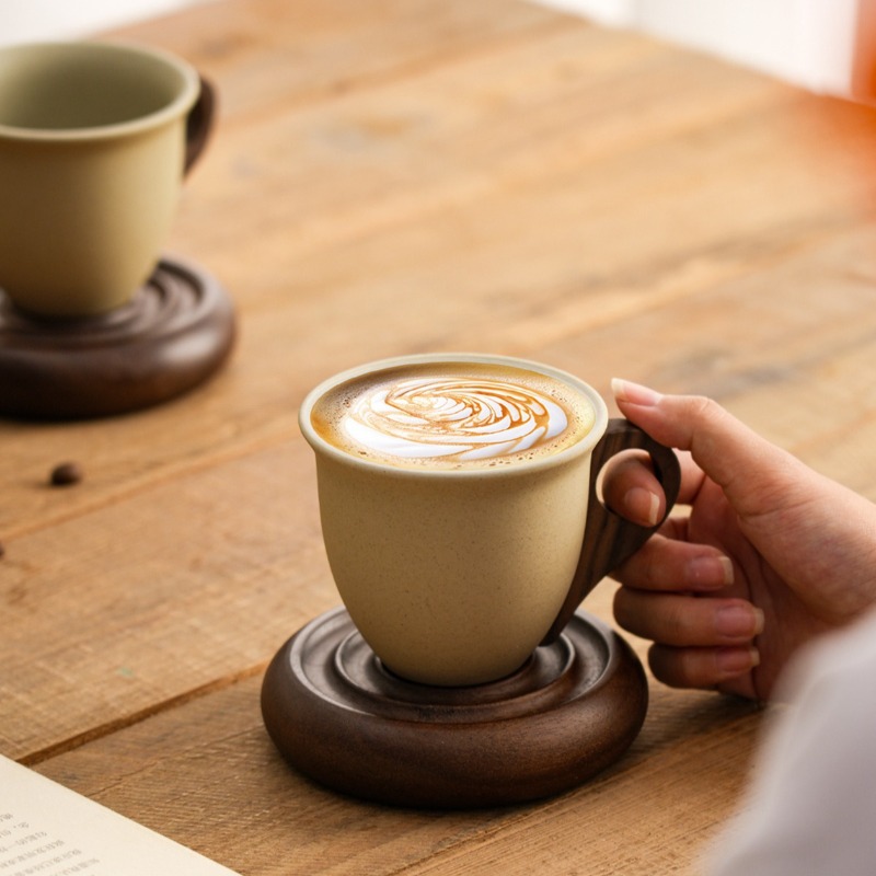 Coffee Tea Garden - Creative Brown Ceramic and Wood Spliced
