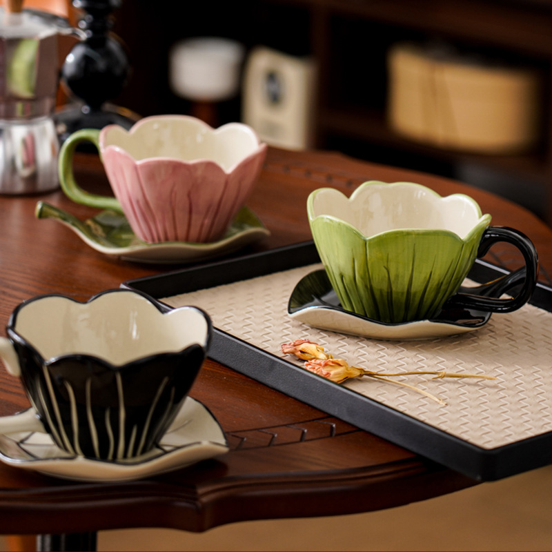 Coffee Tea Set - Irregular Hand-painted Coffee Cup Dish Set