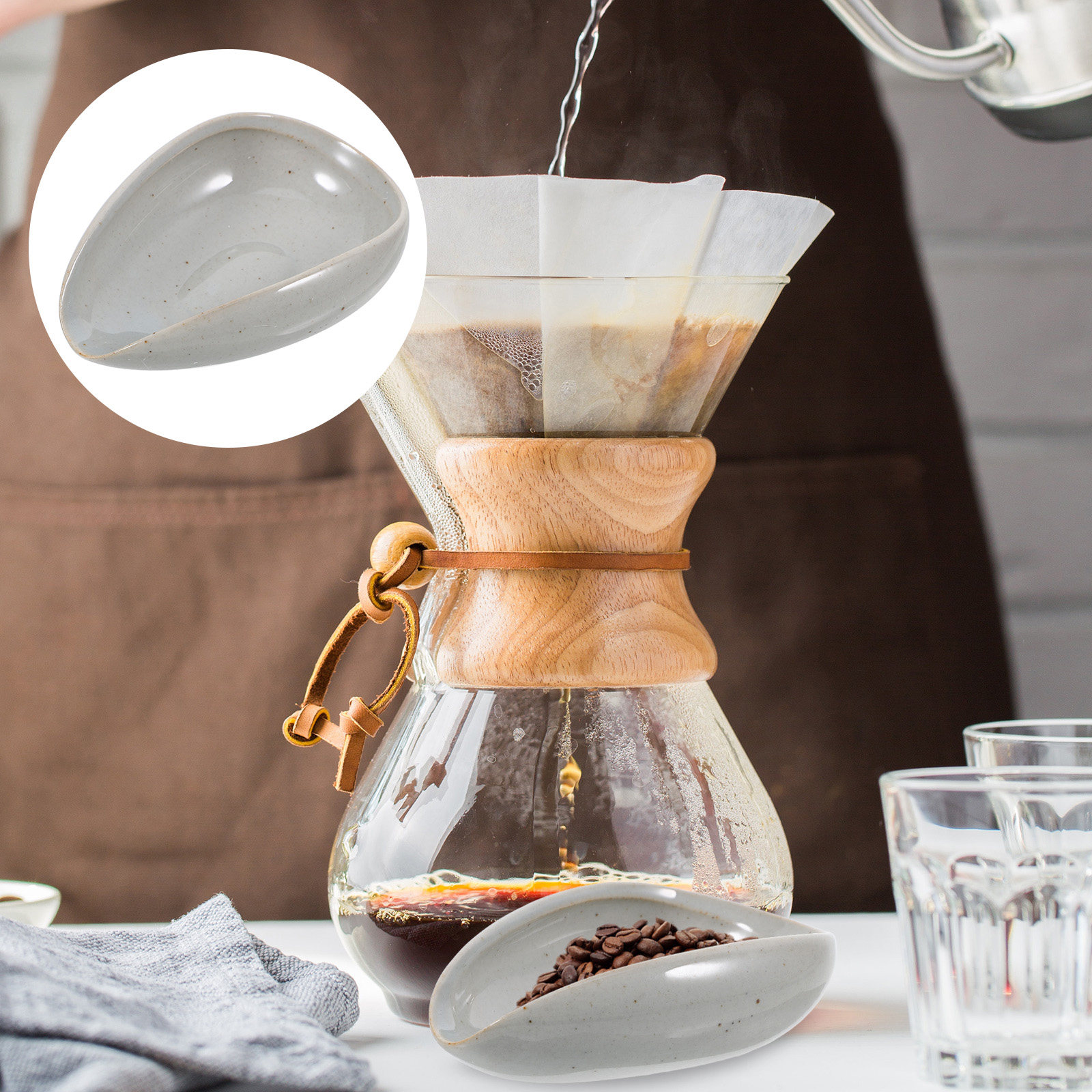 Coffee Tea And Bean Leaf - Premium Ceramic Coffee Bean Dosing Tray