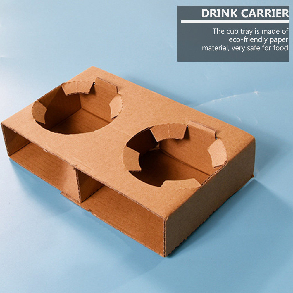 Coffee Tea Drink - 10Pcs Eco-Friendly Biodegradable Paper Drink Carrier
