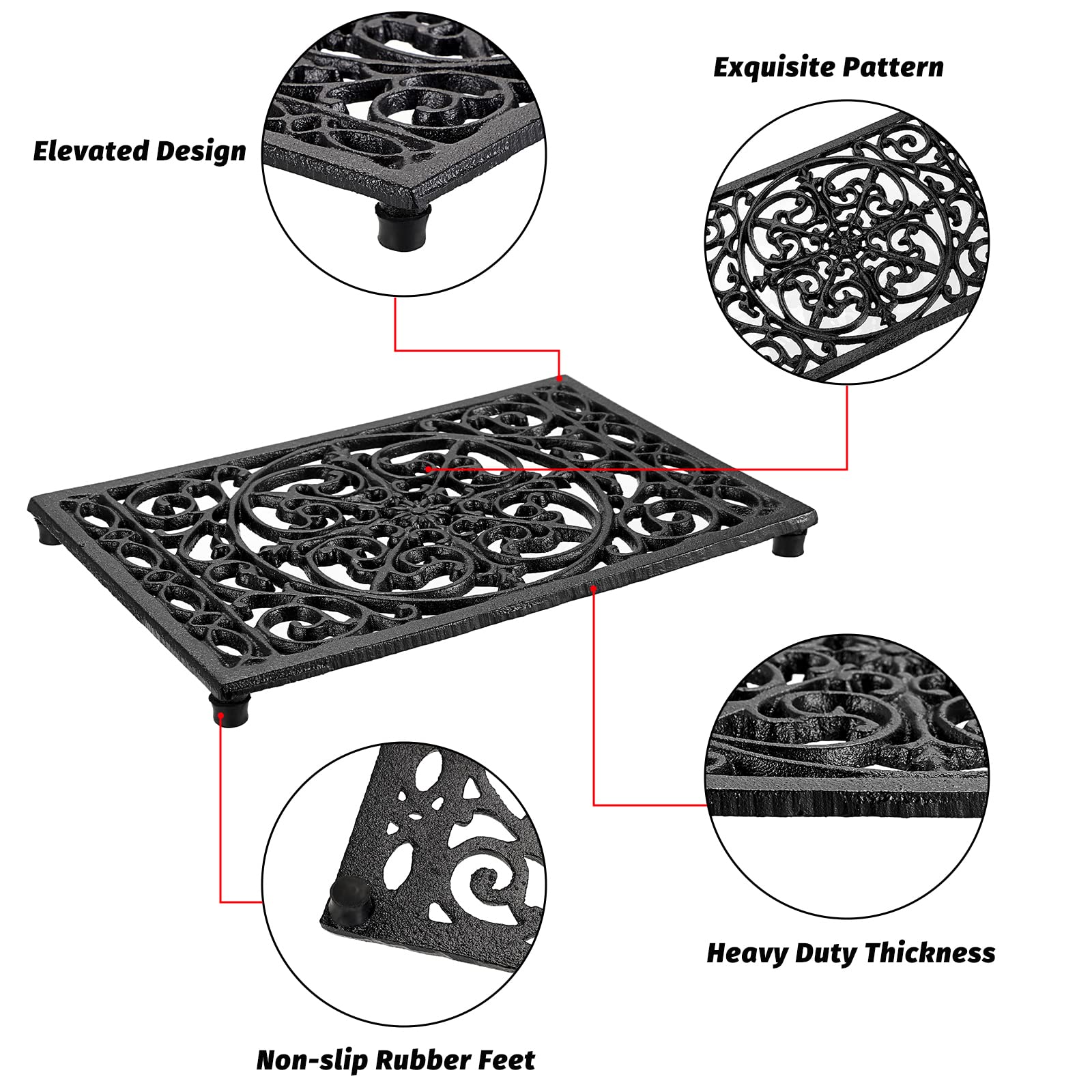 Rectangle Cast Iron Trivet Hea - Cast Iron Teapot recension och pris