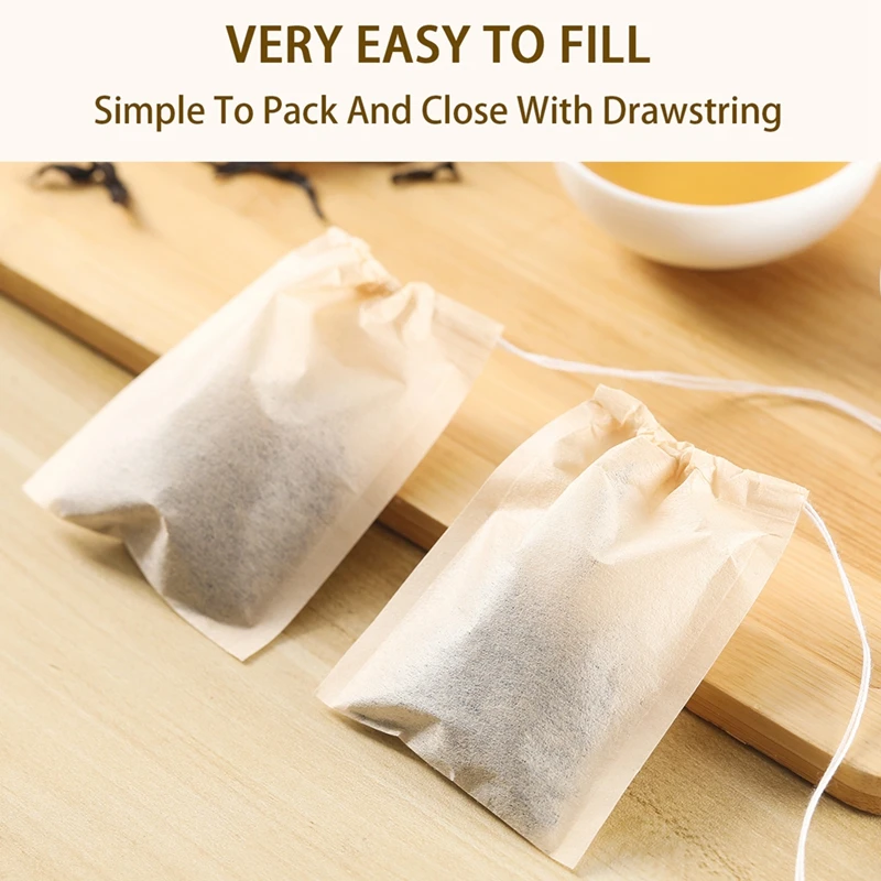 100Pcs Teabags with Drawstring - Coffee Tea And Bean Leaf recension och pris