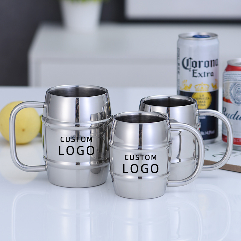 Stainless Steel Beer Cup Laser - Coffee Tea Logo recension och pris
