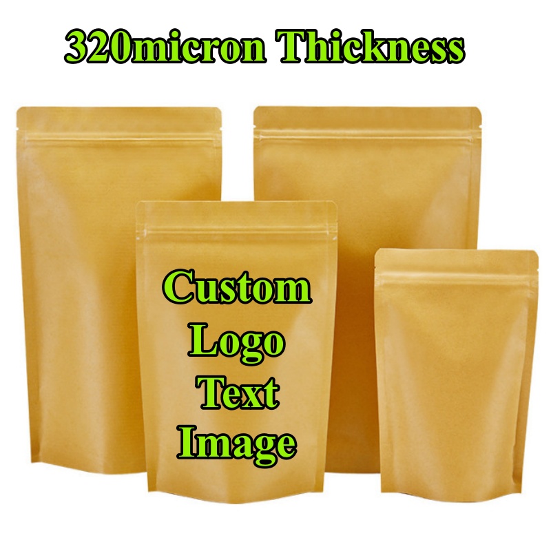 100PCS Stand-up Kraft Paper Fo - Coffee Tea Logo recension och pris