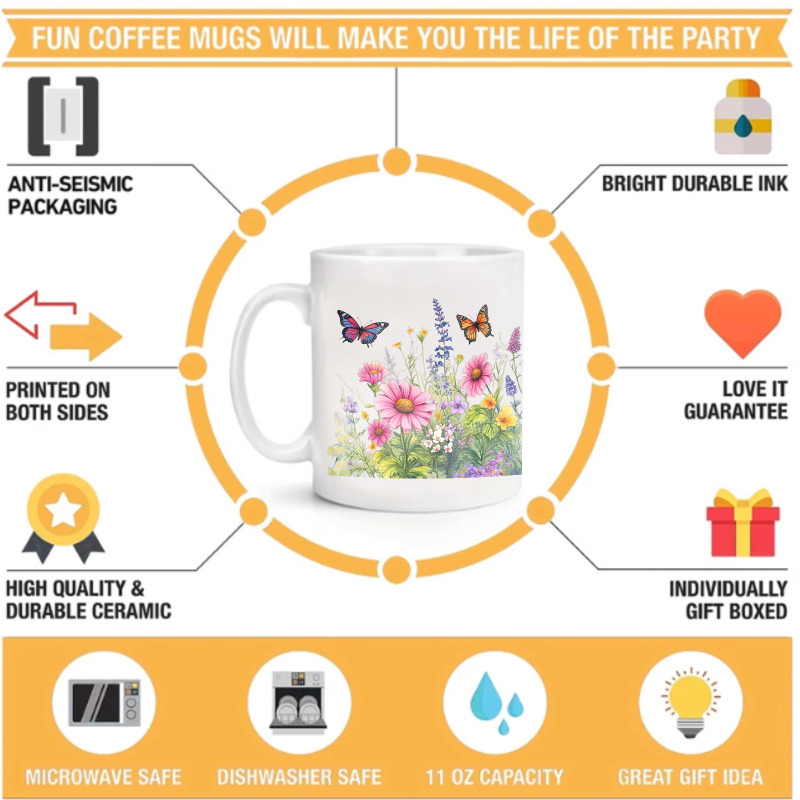 Ceramic cup white flower garde - Coffee Tea Garden recension och pris