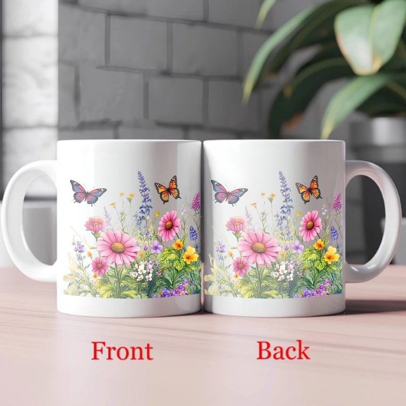 Ceramic cup white flower garde - Coffee Tea Garden recension och pris
