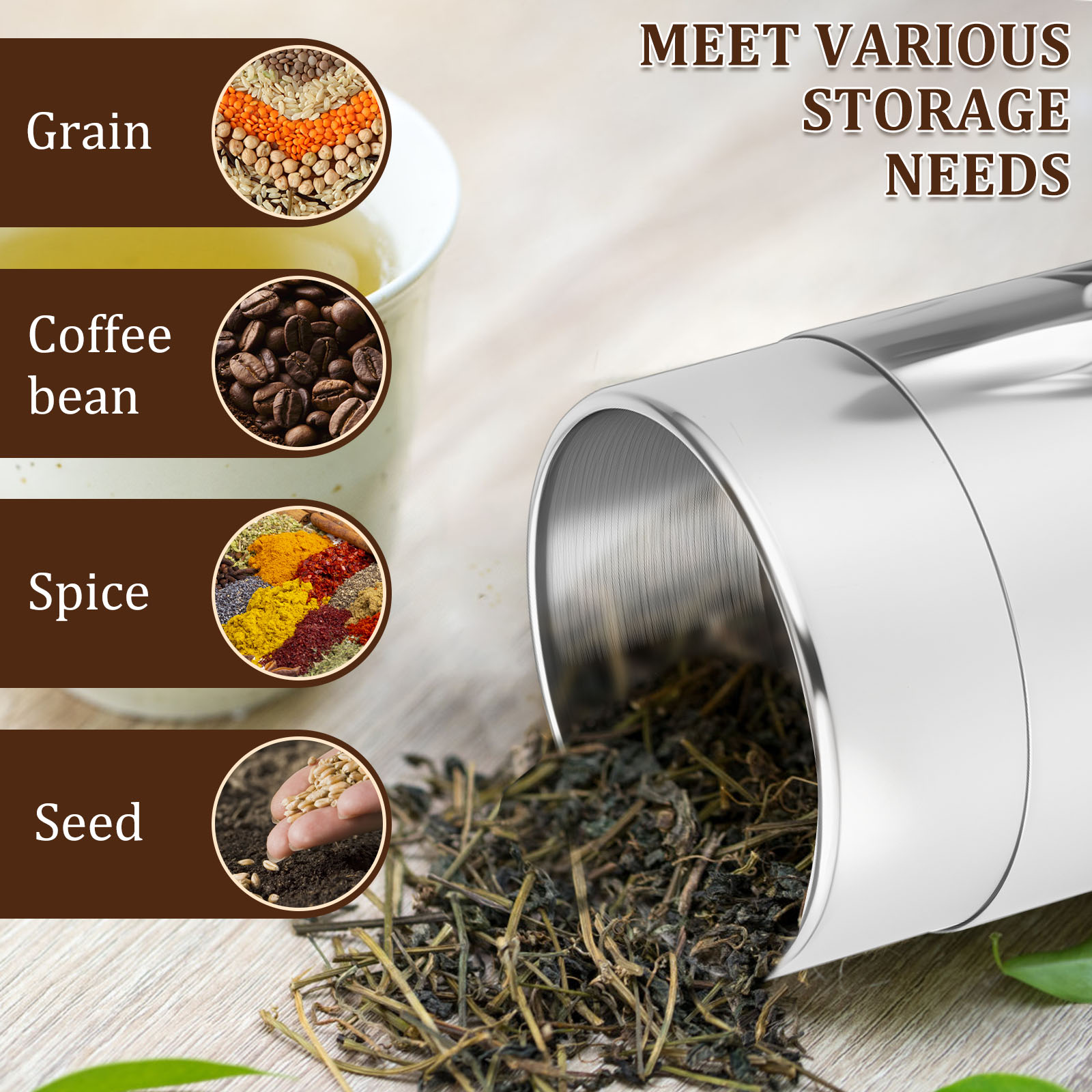 Stainless Steel Tea Leaf Tins  - Coffee Tea And Bean Leaf recension och pris