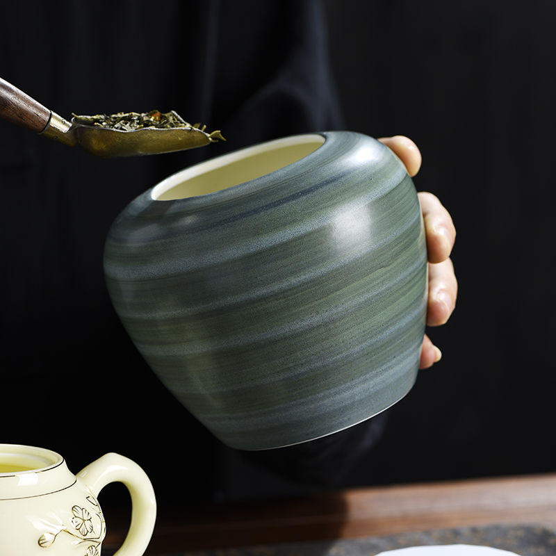 Retro Ceramic Tea Leaf Jar Cre - Coffee Tea And Bean Leaf recension och pris